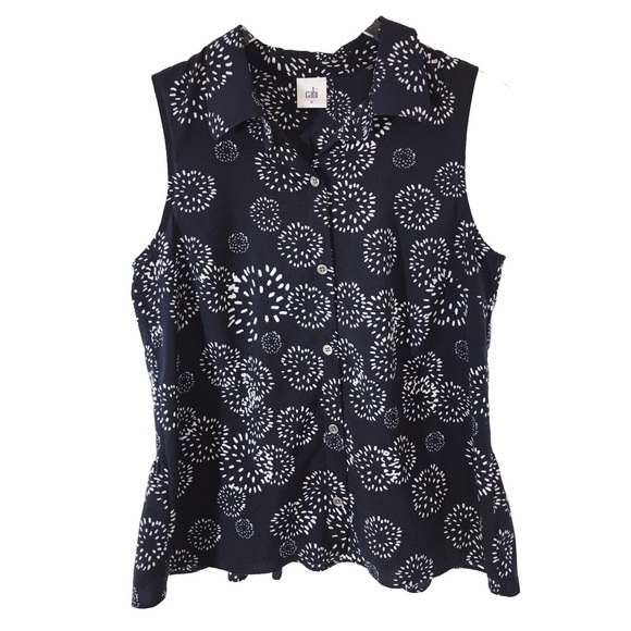 CAbi Tops - CAbi Navy and White Sleeveless Button Tank Top
